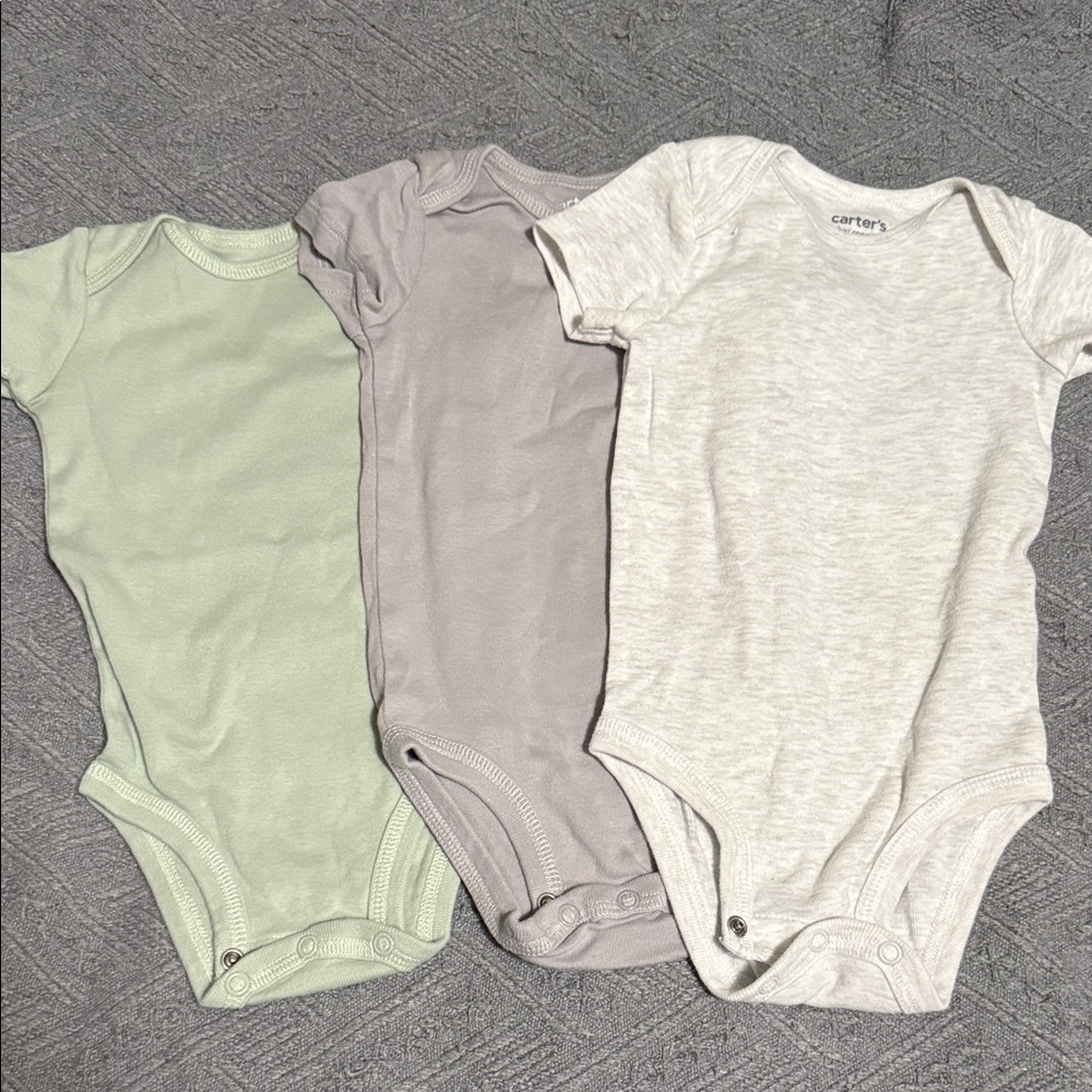Carter's Short-Sleeve One-Piece Bodysuit Set - Sage, Taupe, Light Heather